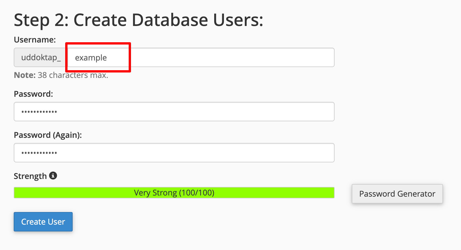 Database User Creation