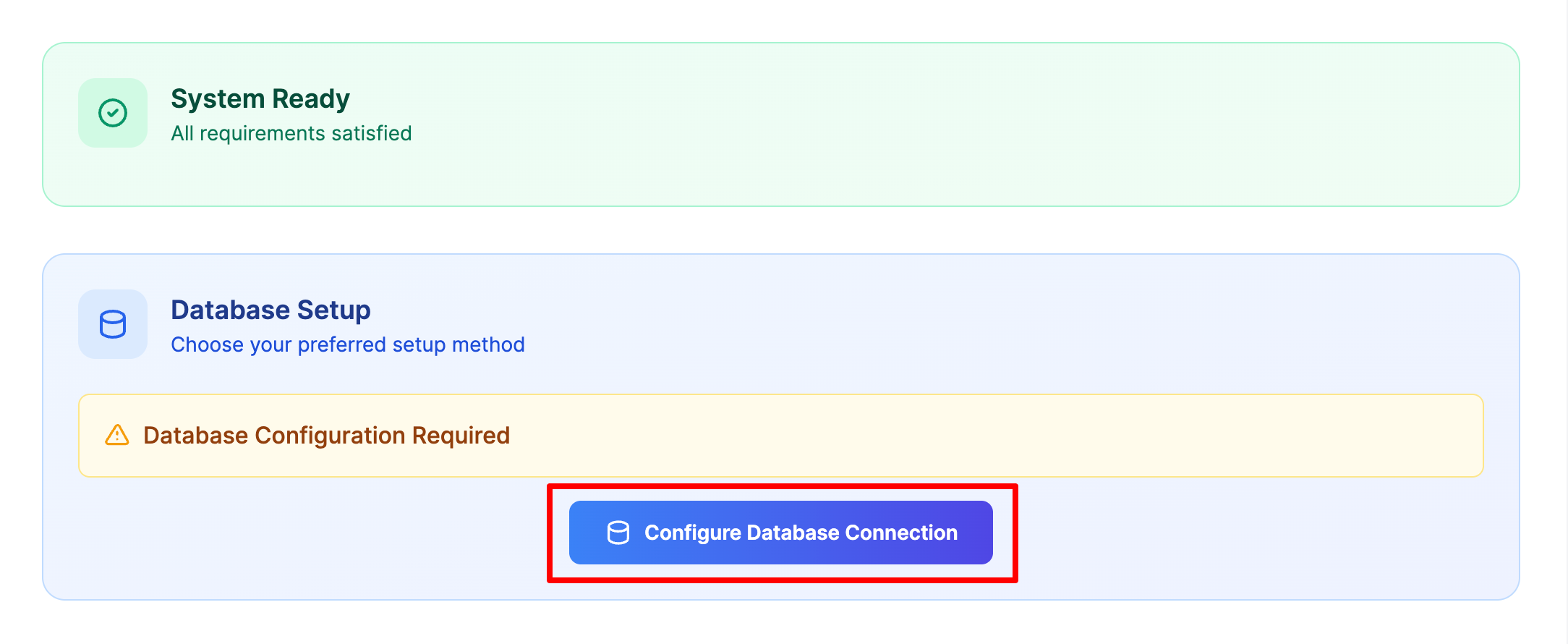 Configure Database Button